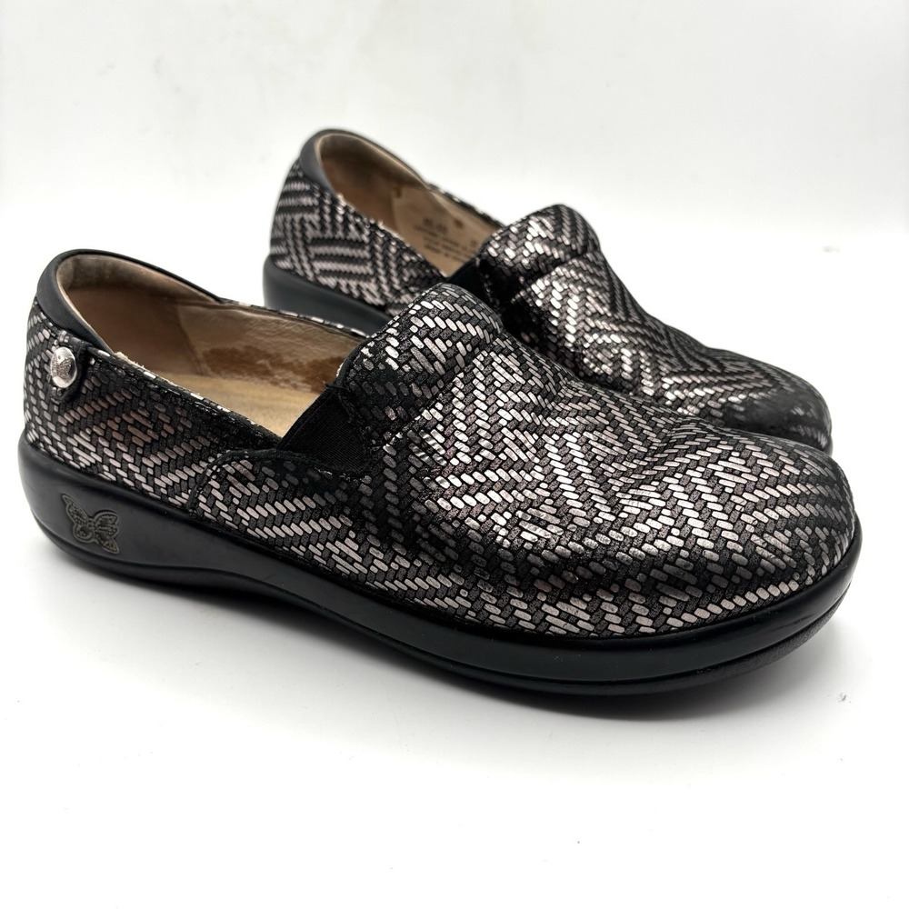 Alegria Keli Professional Metallic Black Silver Shoes Women's 37 EU 6.5-7 US